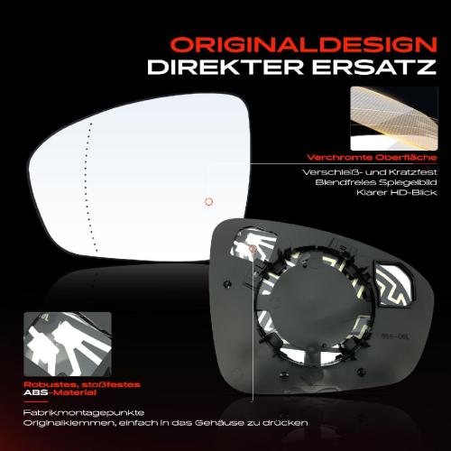 1x Spiegelglas Außenspiegel links für Renault Megane IV Grandtour Schrägheck Clio V Bild 1x Spiegelglas Außenspiegel links für Renault Megane IV Grandtour Schrägheck Clio V