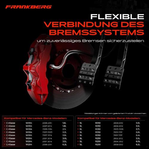 Frankberg 1x Bremsschlauch Bremsschl uche Hinterachse Links oder Rechts f r Mercedes-Benz W204 S204 A207 SL R230 180-350 Bild Frankberg 1x Bremsschlauch Bremsschl uche Hinterachse Links oder Rechts f r Mercedes-Benz W204 S204 A207 SL R230 180-350