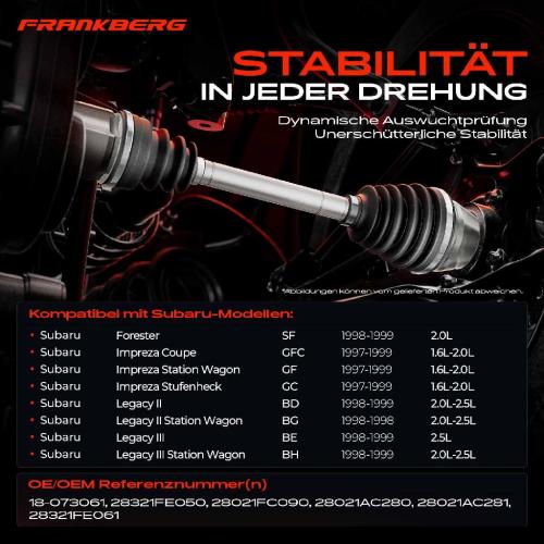1x Antriebswelle Vorderachse für Subaru Legacy 3 BE Forester SF Impreza GFC 1997-1999 Bild 1x Antriebswelle Vorderachse für Subaru Legacy 3 BE Forester SF Impreza GFC 1997-1999