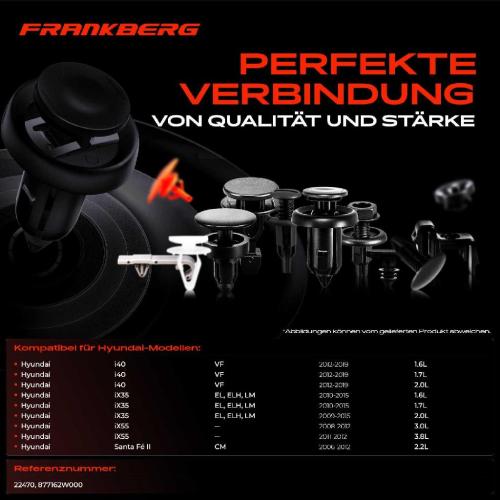Frankberg 10x Befestigungsclips Seitenverkleidungs für Hyundai Santa Fé II Tucson i40 KIA Bild Frankberg 10x Befestigungsclips Seitenverkleidungs für Hyundai Santa Fé II Tucson i40 KIA