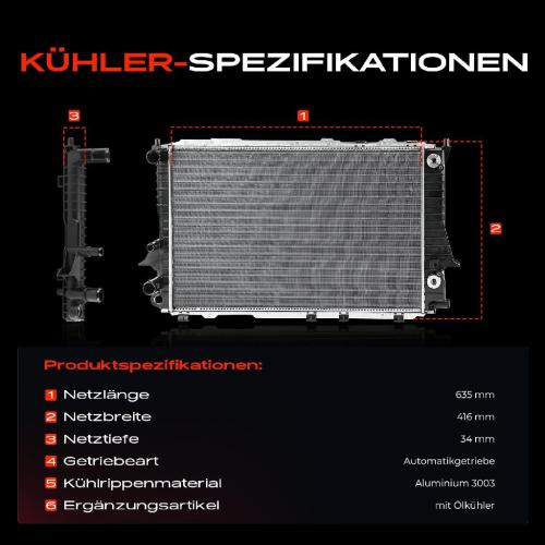 Frankberg 1x Kühler Wasserkühler Motorkühler für Audi 100 Avant 4A2 A6 Avant 4A2 Bild Frankberg 1x Kühler Wasserkühler Motorkühler für Audi 100 Avant 4A2 A6 Avant 4A2