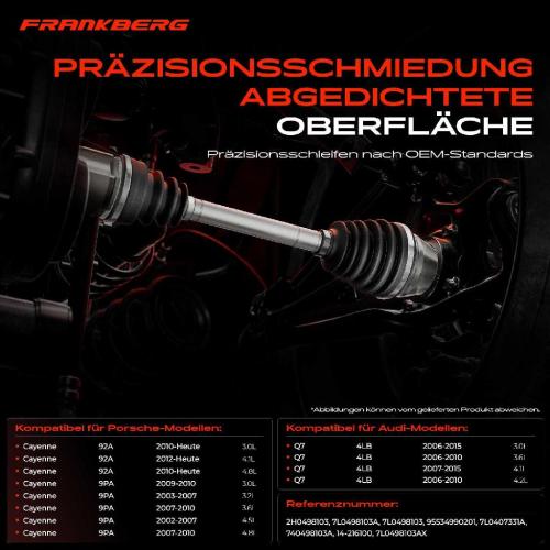 Frankberg 1x Antriebswelle Gelenksatz Vorderachse für VW Touareg Audi Q7 4LB Porsche Cayenne 9PA Bild Frankberg 1x Antriebswelle Gelenksatz Vorderachse für VW Touareg Audi Q7 4LB Porsche Cayenne 9PA