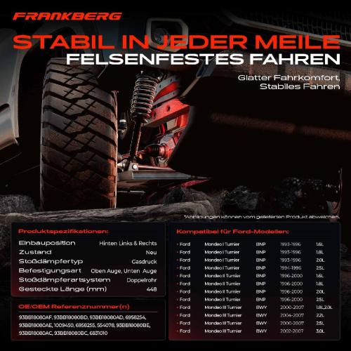 2x Stoßdämpfer Hinterachse für Ford Mondeo I II III Turnier 1993-2007 Bild 2x Stoßdämpfer Hinterachse für Ford Mondeo I II III Turnier 1993-2007