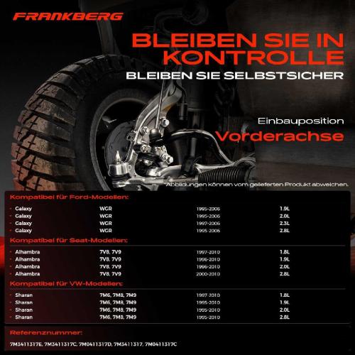 2x Koppelstange Vorderachse für VW Sharan Ford Galaxy Seat Alhambra 1.9L 2.0L 2.3L 2.8L 1.8L 1995-2010 Bild 2x Koppelstange Vorderachse für VW Sharan Ford Galaxy Seat Alhambra 1.9L 2.0L 2.3L 2.8L 1.8L 1995-2010