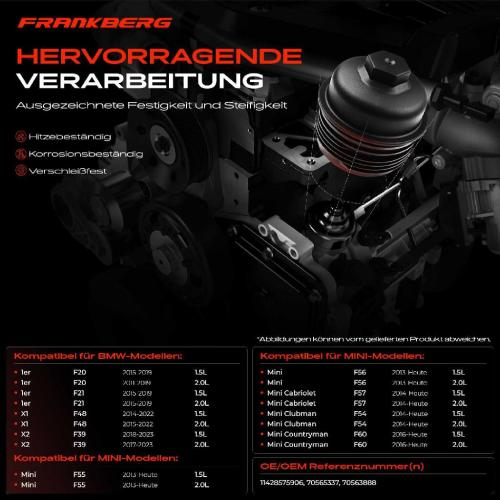 1x Ölfiltergehäuse Deckel für BMW 1er F20 F21 X1 2er X2 I8 Mini F55 F56 Bild 1x Ölfiltergehäuse Deckel für BMW 1er F20 F21 X1 2er X2 I8 Mini F55 F56