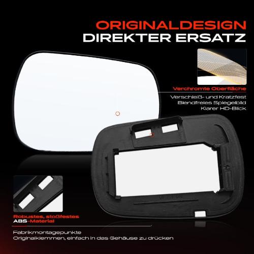 1x Spiegelglas Außenspiegel rechts für Fiat 124 Spider Ford Fiesta V JD JH Fusion Bild 1x Spiegelglas Außenspiegel rechts für Fiat 124 Spider Ford Fiesta V JD JH Fusion