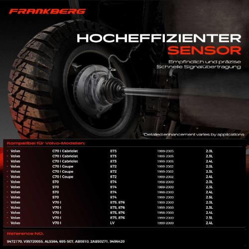 Frankberg 1x ABS Sensor Vorderachse beidseitig für Volvo C70 I Cabriolet Coupe S70 V70 2.0L 2.3L 2.4L 2.5L 1998-2005 Bild Frankberg 1x ABS Sensor Vorderachse beidseitig für Volvo C70 I Cabriolet Coupe S70 V70 2.0L 2.3L 2.4L 2.5L 1998-2005