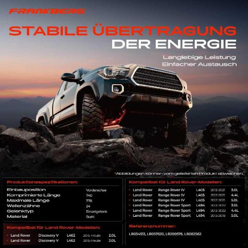 1x Kardanwelle Gelenkwelle Vorderachse für Land Rover Discovery V Range IV Sport 2.0L 3.0L 4.4L Bj ab 2012 Bild 1x Kardanwelle Gelenkwelle Vorderachse für Land Rover Discovery V Range IV Sport 2.0L 3.0L 4.4L Bj ab 2012