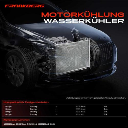 Frankberg 1x Kühler Wasserkühler Motorkühler für Dodge Journey 2.0L-3.5L Bj ab 2008 Bild Frankberg 1x Kühler Wasserkühler Motorkühler für Dodge Journey 2.0L-3.5L Bj ab 2008