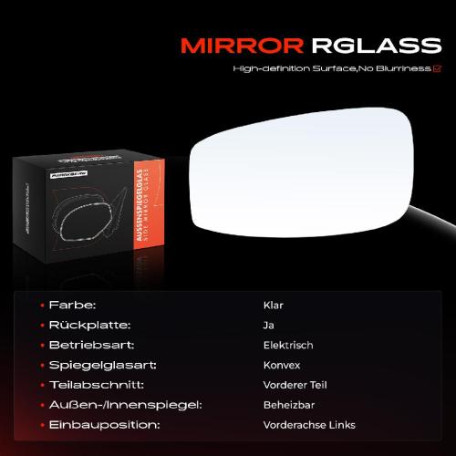 1x Spiegelglas Außenspiegel links für Ford C-Max Fiesta V Van C-Max II Kasten/Kombi Stufenheck Bild 1x Spiegelglas Außenspiegel links für Ford C-Max Fiesta V Van C-Max II Kasten/Kombi Stufenheck