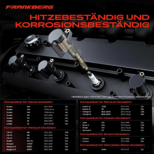 Frankberg 4x Zündmodul Zündspule für Mercedes-Benz Citan Kasten/MPV Tourer W415 Nissan Juke Micra V Pulsar Schrägheck Bild Frankberg 4x Zündmodul Zündspule für Mercedes-Benz Citan Kasten/MPV Tourer W415 Nissan Juke Micra V Pulsar Schrägheck