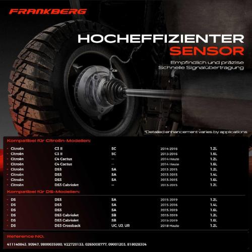 Frankberg 1x ABS Sensor Hinterachse beidseitig f r Citro n C3 II C4 Cactus DS3 Cabriolet DS Crossback Bj ab 2013 Bild Frankberg 1x ABS Sensor Hinterachse beidseitig f r Citro n C3 II C4 Cactus DS3 Cabriolet DS Crossback Bj ab 2013