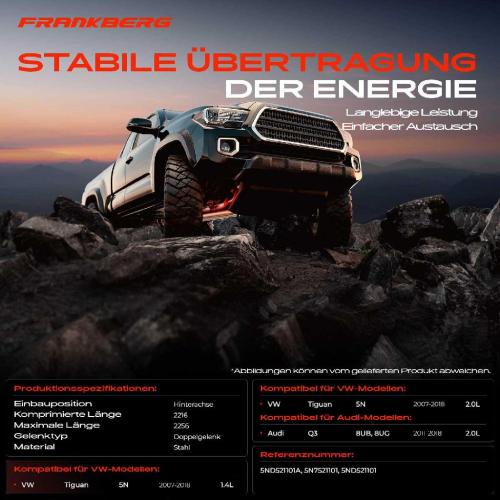 1x Kardanwelle Gelenkwelle Hinterachse für VW Tiguan 5N Audi Q3 8UB 8UG 2.0L 1.4L 2007-2018 Bild 1x Kardanwelle Gelenkwelle Hinterachse für VW Tiguan 5N Audi Q3 8UB 8UG 2.0L 1.4L 2007-2018