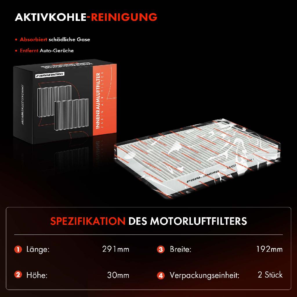 2x Innenraumfilter Aktivkohle für Iveco Daily IV 45C18 Daily V 50C15 Bus Kasten