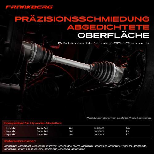 1x Antriebswelle Gelenksatz Vorderachse für Hyundai Santa Fé 1 SM 2001-2006 Bild 1x Antriebswelle Gelenksatz Vorderachse für Hyundai Santa Fé 1 SM 2001-2006