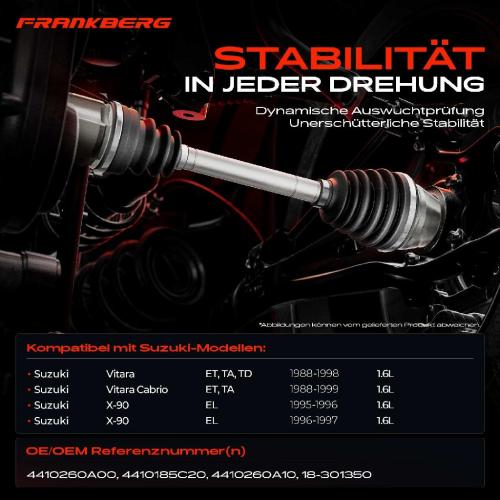 1x Antriebswelle Vorderachse Links für Suzuki Vitara Cabrio ET TA TD X-90 EL Bild 1x Antriebswelle Vorderachse Links für Suzuki Vitara Cabrio ET TA TD X-90 EL