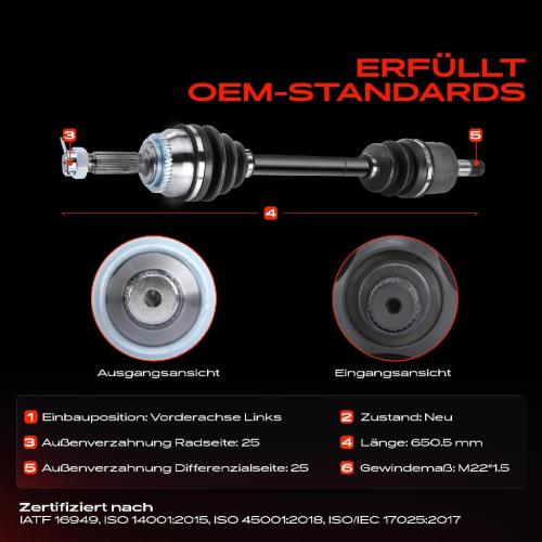 Frankberg 1x Antriebswelle Vorderachse Links für Hyundai Coupe GK Elantra XD 2003-2009 Bild Frankberg 1x Antriebswelle Vorderachse Links für Hyundai Coupe GK Elantra XD 2003-2009