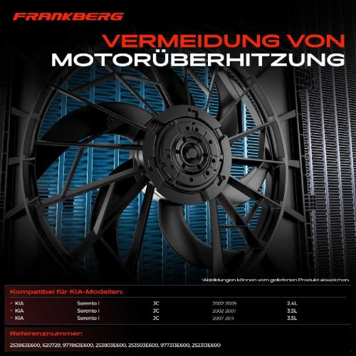 Frankberg 1x Motorkühller Doppellüfter mit Kühlerlüfterrahmen KIA Sorento I JC 2.4L 3.5L 2002-2009 Bild Frankberg 1x Motorkühller Doppellüfter mit Kühlerlüfterrahmen KIA Sorento I JC 2.4L 3.5L 2002-2009