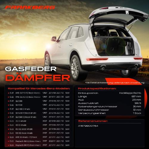 Frankberg 1x Gasfeder D mpfer Heckklappe Rechts f r Mercedes-Benz GLS X167 GLE V167 SUV Bj ab 2018 Bild Frankberg 1x Gasfeder D mpfer Heckklappe Rechts f r Mercedes-Benz GLS X167 GLE V167 SUV Bj ab 2018
