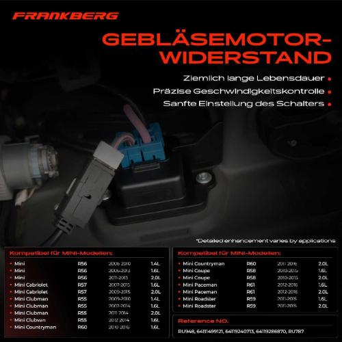 1x Widerstand Vorwiderstand Gebläsemotor für MINI Mini R56 R57 R60 R61 Cooper One Bild 1x Widerstand Vorwiderstand Gebläsemotor für MINI Mini R56 R57 R60 R61 Cooper One