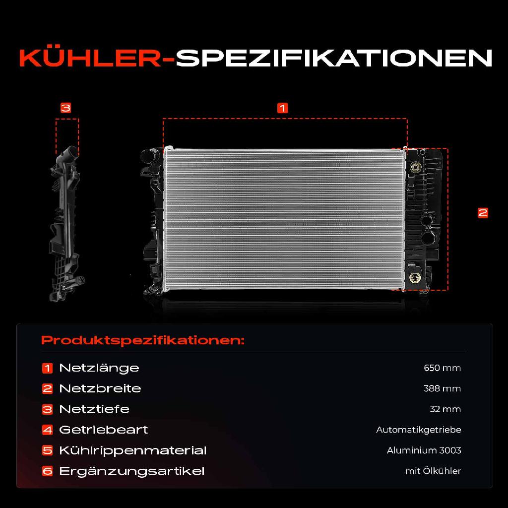 1x Kühler Wasserkühler Motorkühler für Mercedes-Benz Viano Vito Mixto W639 2.1L-3.5L