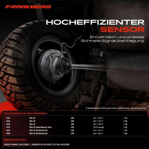Frankberg 1x ABS Sensor Vorderachse rechts für KIA Rio III Hatchback Van Stufenheck 1.1L 1.2L 1.4L Bj ab 2011 Bild Frankberg 1x ABS Sensor Vorderachse rechts für KIA Rio III Hatchback Van Stufenheck 1.1L 1.2L 1.4L Bj ab 2011
