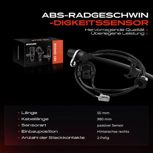 Frankberg 1x ABS Sensor Hinterachse rechts für Toyota Avensis Liftback Station Wagon 1.6L 1.8L 2.0L 1997-2003 Bild Frankberg 1x ABS Sensor Hinterachse rechts für Toyota Avensis Liftback Station Wagon 1.6L 1.8L 2.0L 1997-2003
