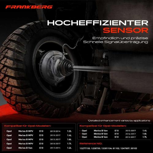 Frankberg 2x ABS Sensor Vorderachse beidseitig für Opel Meriva B MPV Van 1.2L 1.4L 1.6L 1.7L 2010-2017 Bild Frankberg 2x ABS Sensor Vorderachse beidseitig für Opel Meriva B MPV Van 1.2L 1.4L 1.6L 1.7L 2010-2017