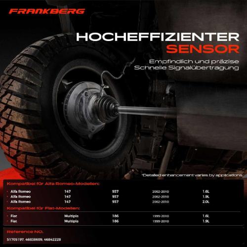 Frankberg 1x ABS Sensor Vorderachse rechts f r Alfa Romeo 147 Fiat Multipla 1.6L 1.9L 2.0L 1999-2010 Bild Frankberg 1x ABS Sensor Vorderachse rechts f r Alfa Romeo 147 Fiat Multipla 1.6L 1.9L 2.0L 1999-2010