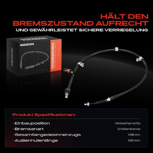 1x Seilzug Feststellbremse Hinterachse rechts für Hyundai Coupe GK 1.6L-2.7L 2001-2009 Bild 1x Seilzug Feststellbremse Hinterachse rechts für Hyundai Coupe GK 1.6L-2.7L 2001-2009