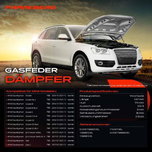 2x Gasfeder Dämpfer Motorhaube für MINI Mini Countryman F60 Kombi 2016-2020 Bild 2x Gasfeder Dämpfer Motorhaube für MINI Mini Countryman F60 Kombi 2016-2020