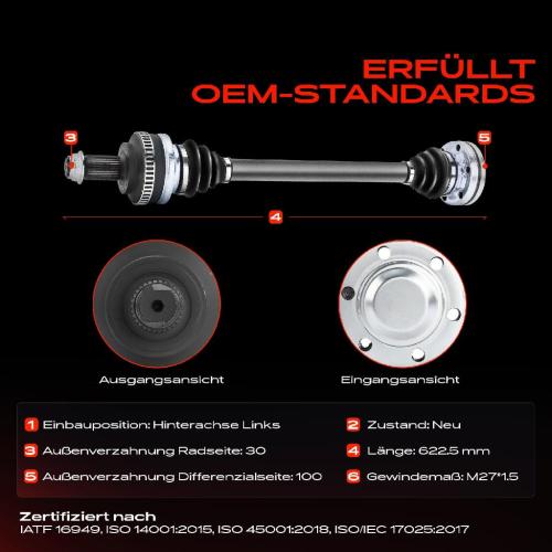 1x Antriebswelle Hinterachse Links für BMW 3er Touring E46 Cabriolet Coupe 3.0L 2000-2007 Bild 1x Antriebswelle Hinterachse Links für BMW 3er Touring E46 Cabriolet Coupe 3.0L 2000-2007