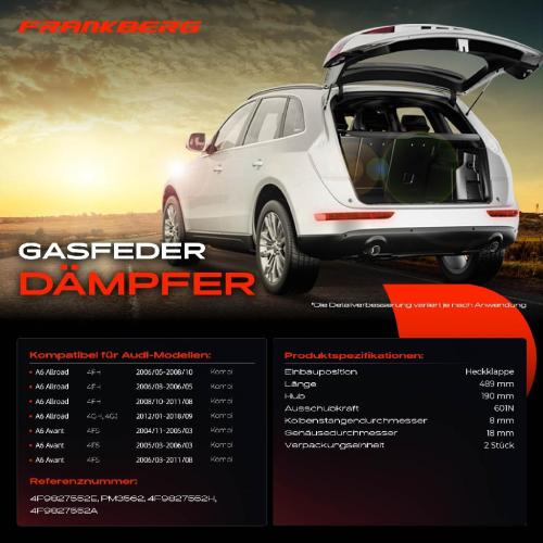 2x Gasfeder Dämpfer Heckklappe Audi A6 Allroad 4FH 4GH 4GJ Avant 4F5 Kombi 2004-2011 Bild 2x Gasfeder Dämpfer Heckklappe Audi A6 Allroad 4FH 4GH 4GJ Avant 4F5 Kombi 2004-2011