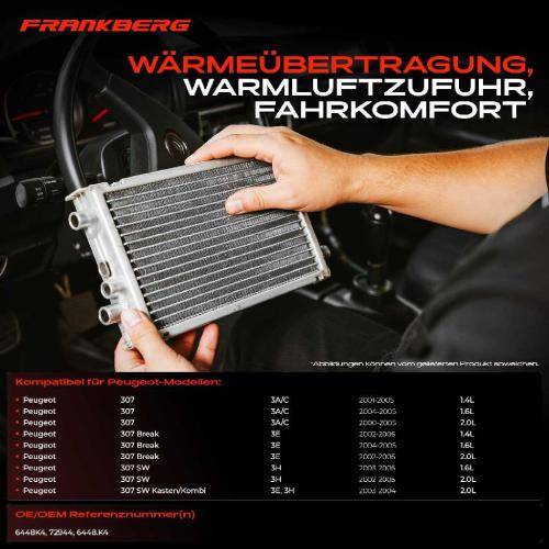 1x Wärmetauscher Innenraumheizung für Peugeot 307 3A/C 3E 3H 2000-2005 1.4L-2.0L Bild 1x Wärmetauscher Innenraumheizung für Peugeot 307 3A/C 3E 3H 2000-2005 1.4L-2.0L