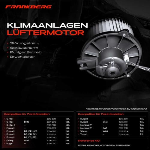 Frankberg 1x Gebläsemotor Innenraumgebläse für Ford Focus III Turnier C-Max II DXA CB7 CEU Bild Frankberg 1x Gebläsemotor Innenraumgebläse für Ford Focus III Turnier C-Max II DXA CB7 CEU