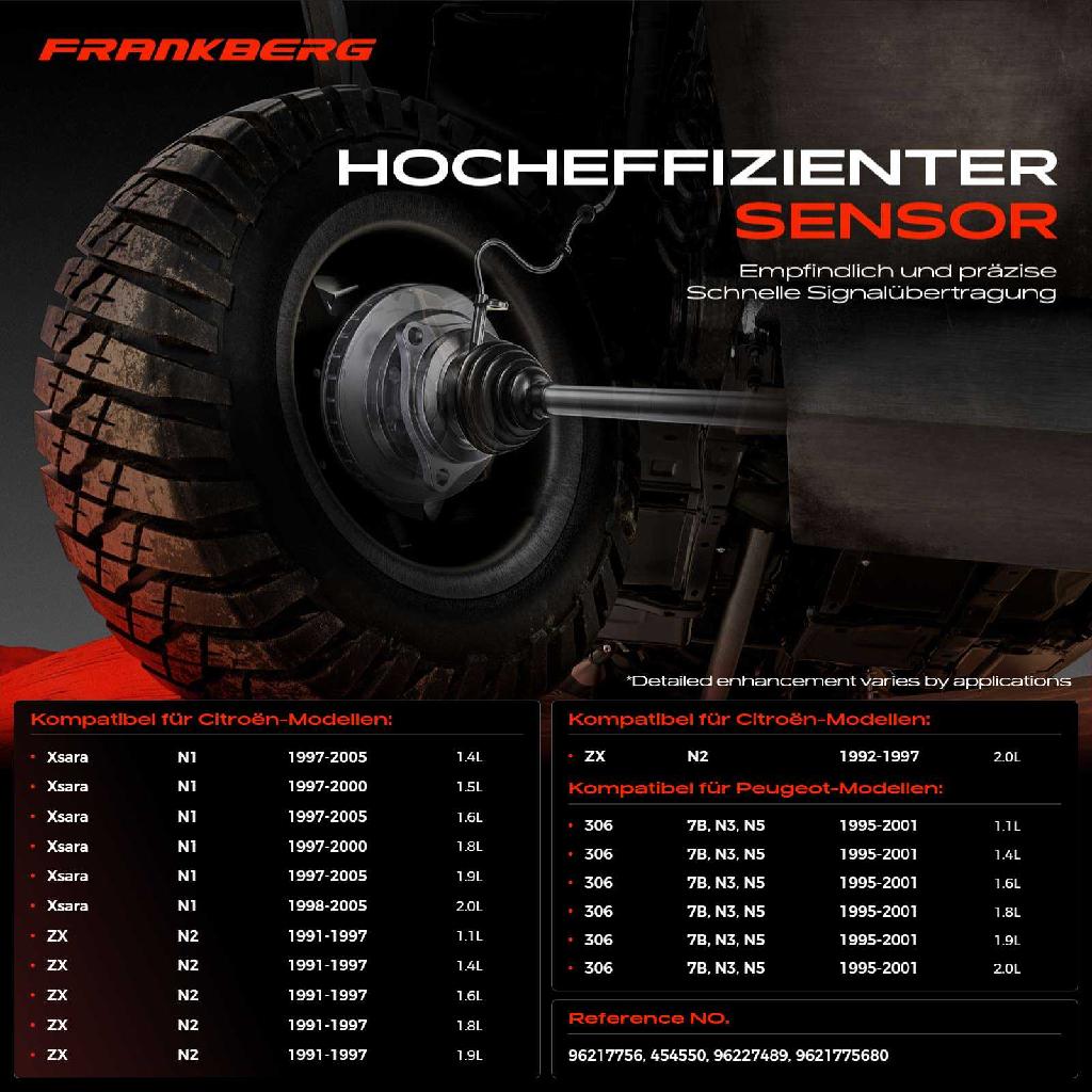 1x ABS Sensor Hinterachse beidseitig für Citroën Xsara ZX Peugeot 306 Cabriolet Schrägheck 1.4L 1991-2005
