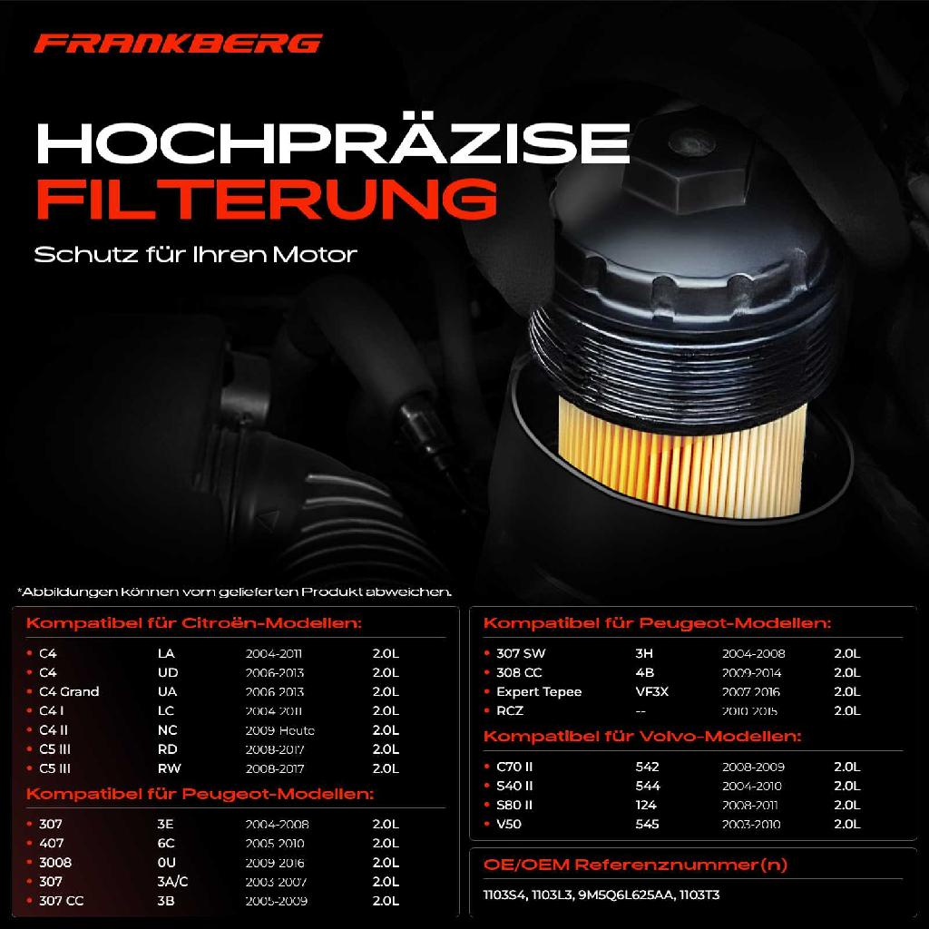 1x ÖlkühlerÖlfilter für Citroën C4 C5 Jumpy Fiat Scudo Ford C-Max Focus Galaxy 2.0L