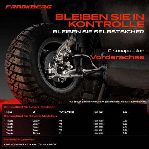 Frankberg 1x Querlenker Satz Vorderachse für Lexus ES VCV10 VZV21 Toyota Camry V1 V2 Camry Kombi V1 Sienna L1 1991-2002 Bild Frankberg 1x Querlenker Satz Vorderachse für Lexus ES VCV10 VZV21 Toyota Camry V1 V2 Camry Kombi V1 Sienna L1 1991-2002