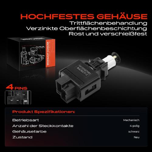 1x Bremslichtschalter für Volvo 850 940 II 960 II S40 I S70 V40 V70 I 1.8L-2.4L Bild 1x Bremslichtschalter für Volvo 850 940 II 960 II S40 I S70 V40 V70 I 1.8L-2.4L