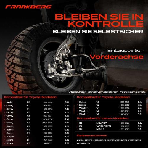 Frankberg 1x Querlenker Satz Vorderachse für Lexus ES RX Toyota Avalon Stufenheck Camry Kombi Station Wagon Bild Frankberg 1x Querlenker Satz Vorderachse für Lexus ES RX Toyota Avalon Stufenheck Camry Kombi Station Wagon