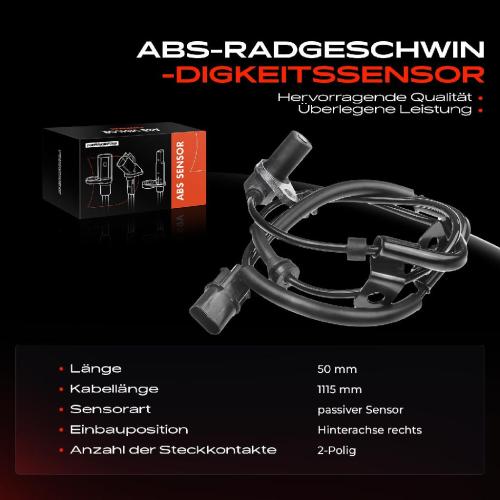 Frankberg 1x ABS Sensor Hinterachse rechts für Hyundai Terracan HP 2.5L 2.9L 3.5L 2001-2006 Bild Frankberg 1x ABS Sensor Hinterachse rechts für Hyundai Terracan HP 2.5L 2.9L 3.5L 2001-2006