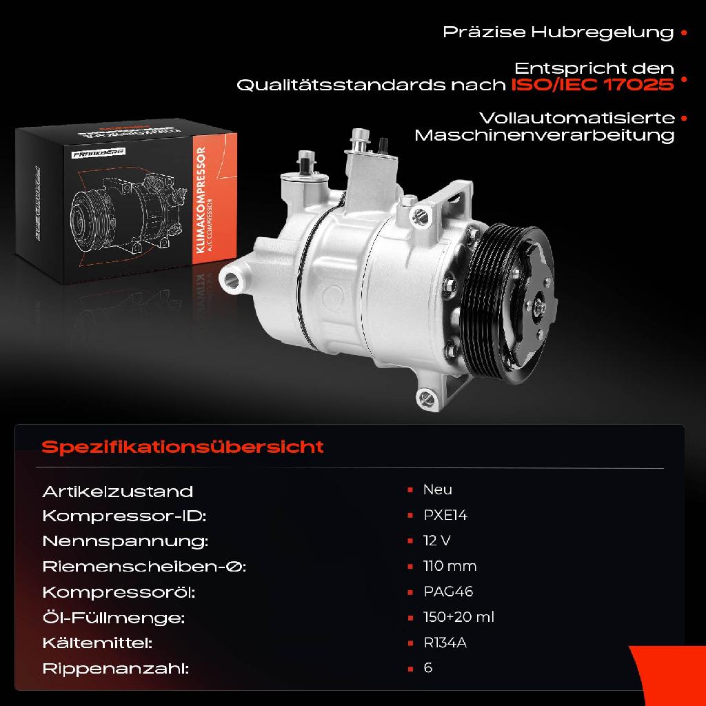 1x Klimakompressor für VW Golf 7 5G1 BE1 BE BQ1 1.4L Bj ab 2014