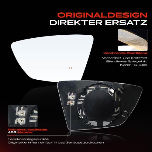 1x Spiegelglas Außenspiegel links für Seat Arona Ibiza V Leon Kasten/Schrägheck Bild 1x Spiegelglas Außenspiegel links für Seat Arona Ibiza V Leon Kasten/Schrägheck