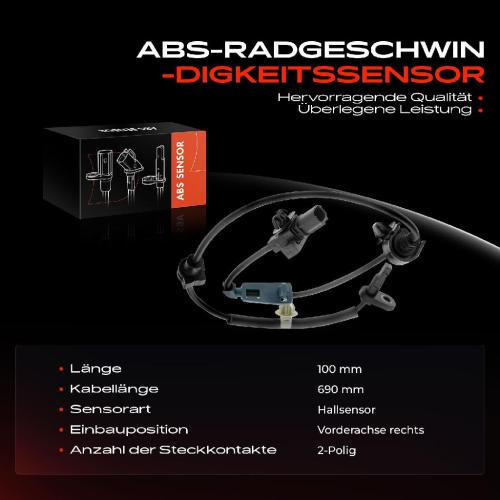 Frankberg 1x ABS Sensor Vorderachse rechts für Honda CR-V III RE 2.0L 2.2L 2.4L Bj ab 2006 Bild Frankberg 1x ABS Sensor Vorderachse rechts für Honda CR-V III RE 2.0L 2.2L 2.4L Bj ab 2006
