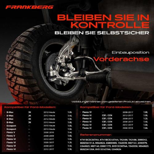 2x Spurstangenkopf Vorderachse für Ford B-Max Ecosport Fiesta V Van VI KA Tourneo Courier B460 MPV Bild 2x Spurstangenkopf Vorderachse für Ford B-Max Ecosport Fiesta V Van VI KA Tourneo Courier B460 MPV