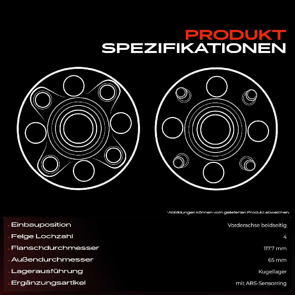 1x Radnabe Radlagersatz Vorderachse beidseitig für VW Lupo 6E1 6X1 Audi A2 8Z0 1.2L 1999-2005