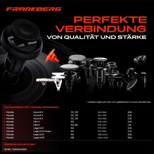 Frankberg 20x Befestigungsclips Stoßstange für Honda Accord V CR-V I Legend Civic CRX II Bild Frankberg 20x Befestigungsclips Stoßstange für Honda Accord V CR-V I Legend Civic CRX II