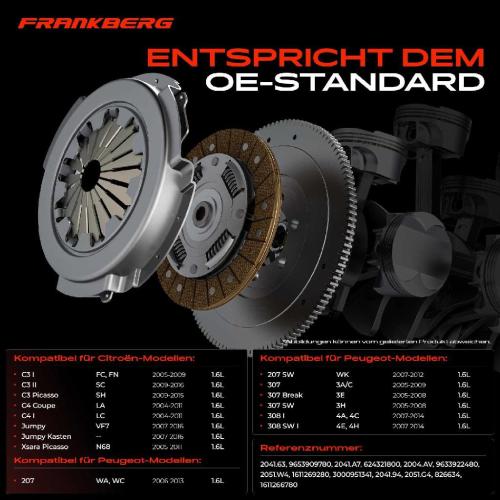 Frankberg 1x Kupplungssatz für Citroën Berlingo Kasten/MPV Multispace Pritsche/Fahrgestell Berlingo/Berlingo First MPV Bild Frankberg 1x Kupplungssatz für Citroën Berlingo Kasten/MPV Multispace Pritsche/Fahrgestell Berlingo/Berlingo First MPV