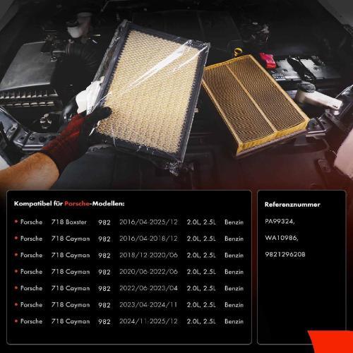 2x Luftfilter Filtereinsatz für Porsche 718 Boxster Cayman 982 2.0 2.5 ab 2016 Bild 2x Luftfilter Filtereinsatz für Porsche 718 Boxster Cayman 982 2.0 2.5 ab 2016