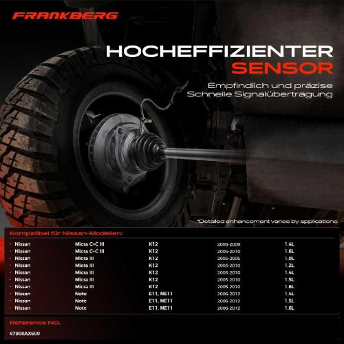 Frankberg 1x ABS Sensor Hinterachse rechts für Nissan Micra C III Note 1.4L 1.6L 1.0L 1.2L 1.5L 2003-2012 Bild Frankberg 1x ABS Sensor Hinterachse rechts für Nissan Micra C III Note 1.4L 1.6L 1.0L 1.2L 1.5L 2003-2012